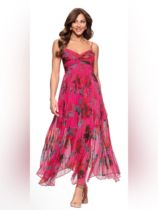 Xscape Dresses & Skirts - Xscape Pink Floral Sweetheart Neckline pleated. Size 12. NWT.